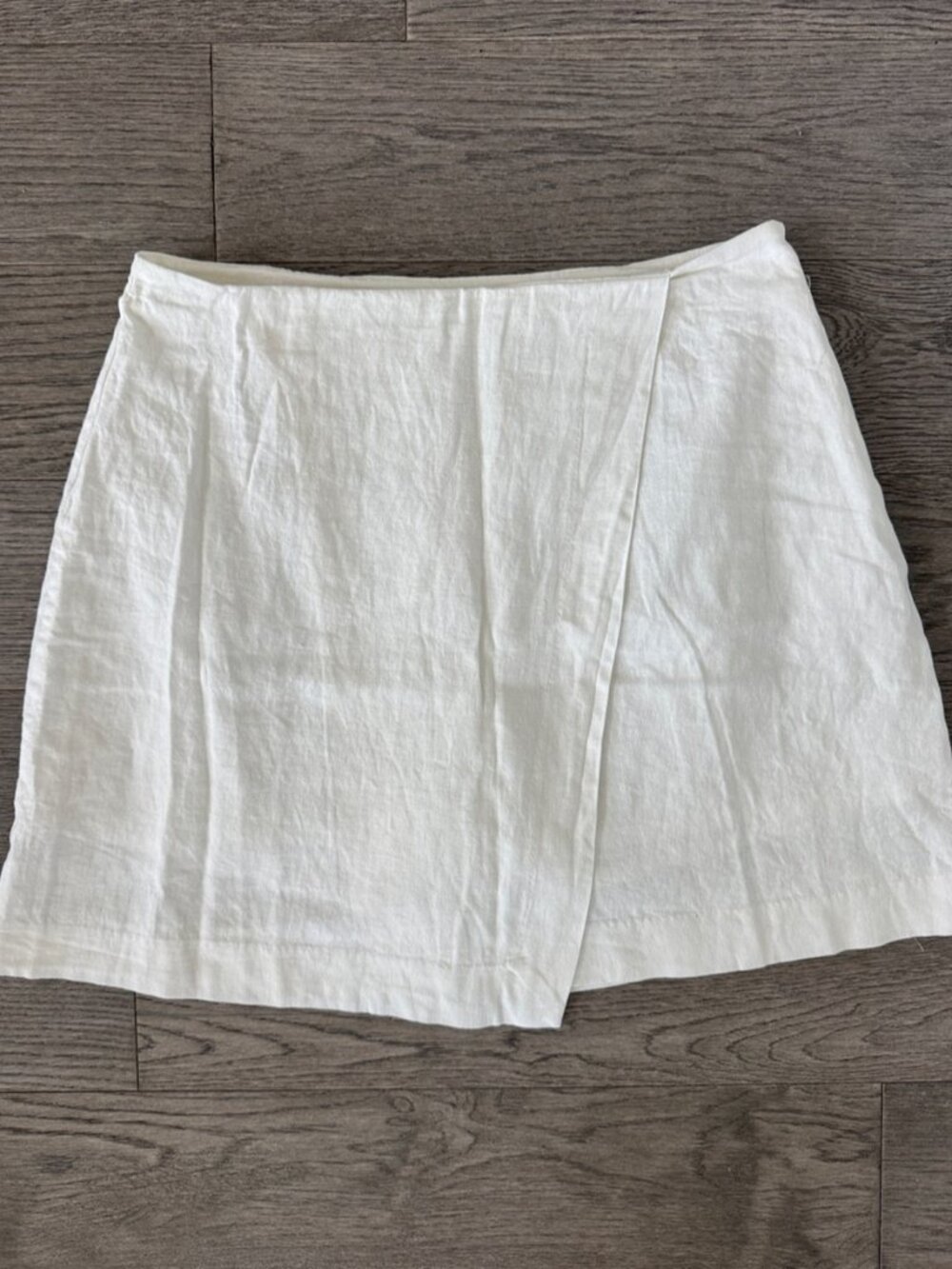 White Linen Wrap-Front Skort